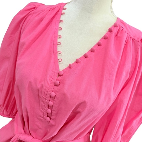 Trina Turk Malina Belted 100% Cotton Voile Minidress V-Neck Pink Size XS $328 - Picture 10 of 14